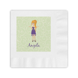 Custom Character (Woman) Coined Cocktail Napkins (Personalized)