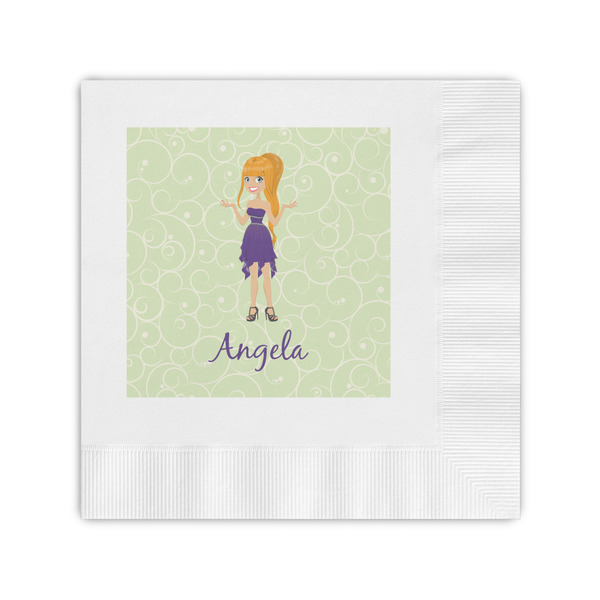 Custom Custom Character (Woman) Coined Cocktail Napkins (Personalized)