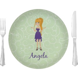 Custom Character (Woman) 10" Glass Lunch / Dinner Plates - Single or Set (Personalized)