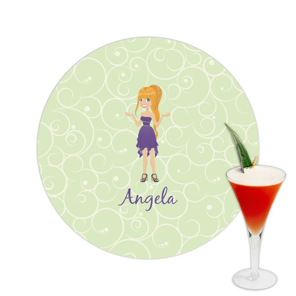 Custom Custom Character (Woman) Printed Drink Topper -  2.5" (Personalized)