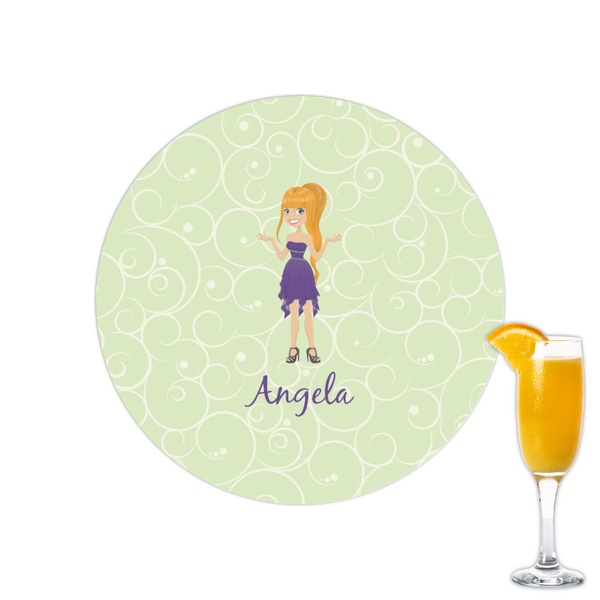 Custom Custom Character (Woman) Printed Drink Topper - 2.15" (Personalized)