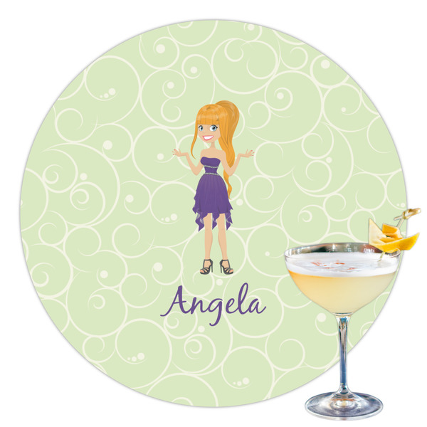 Custom Custom Character (Woman) Printed Drink Topper - 3.5" (Personalized)