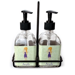 Custom Character (Woman) Glass Soap & Lotion Bottle Set (Personalized)