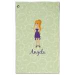 Custom Character (Woman) Golf Towel - Poly-Cotton Blend w/ Name or Text