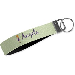 Custom Character (Woman) Wristlet Webbing Keychain Fob (Personalized)