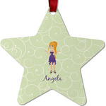 Custom Character (Woman) Metal Star Ornament - Double Sided w/ Name or Text