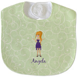 Custom Character (Woman) Velour Baby Bib w/ Name or Text