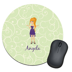 Custom Character (Woman) Round Mouse Pad (Personalized)