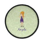 Custom Character (Woman) Iron On Round Patch w/ Name or Text