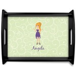 Custom Character (Woman) Black Wooden Tray - Large (Personalized)