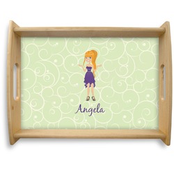 Custom Character (Woman) Natural Wooden Tray - Large (Personalized)