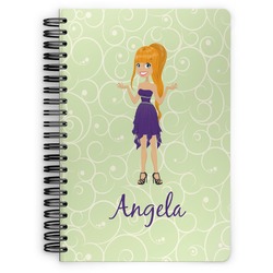 Custom Character (Woman) Spiral Notebook - 7x10 w/ Name or Text