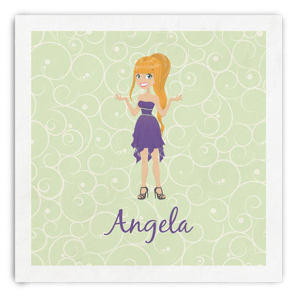 Custom Custom Character (Woman) Paper Dinner Napkins (Personalized)