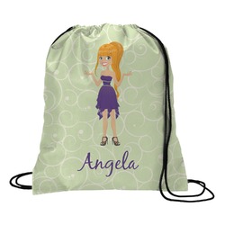 Custom Character (Woman) Drawstring Backpack - Large (Personalized)