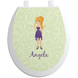 Custom Character (Woman) Toilet Seat Decal - Round (Personalized)
