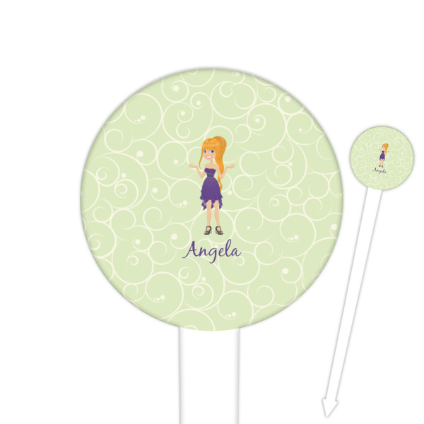 Custom Custom Character (Woman) Round Plastic Food Picks (Personalized)