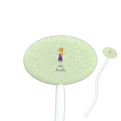Custom Character (Woman) 7" Oval Plastic Stir Sticks - White - Single Sided (Personalized)