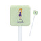 Custom Character (Woman) White Plastic Stir Stick - Square - Closeup