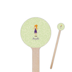Custom Character (Woman) 6" Round Wooden Stir Sticks - Double Sided (Personalized)