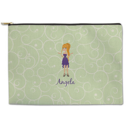 Custom Character (Woman) Zipper Pouch - Large - 12.5"x8.5" (Personalized)