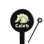 Dinosaur Skeletons 7" Round Plastic Stir Sticks - Black - Single Sided (Personalized)