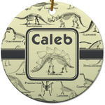 Dinosaur Skeletons Round Ceramic Ornament w/ Name or Text