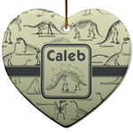 Dinosaur Skeletons Heart Ceramic Ornament w/ Name or Text