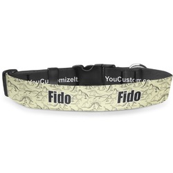 Dinosaur Skeletons Deluxe Dog Collar - Medium (11.5" to 17.5") (Personalized)