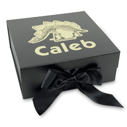 Dinosaur Skeletons Gift Box with Magnetic Lid - Black (Personalized)