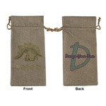 Dinosaur Skeletons Large Burlap Gift Bag - Front & Back (Personalized)