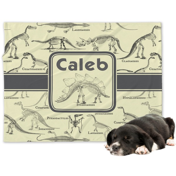 Custom Dinosaur Skeletons Dog Blanket - Large (Personalized)