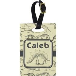 Dinosaur Skeletons Plastic Luggage Tag - Rectangular w/ Name or Text