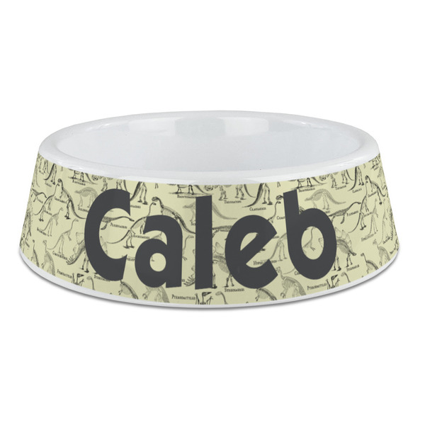 Custom Dinosaur Skeletons Plastic Dog Bowl - Large (Personalized)