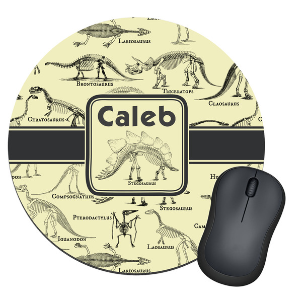 Custom Dinosaur Skeletons Round Mouse Pad (Personalized)