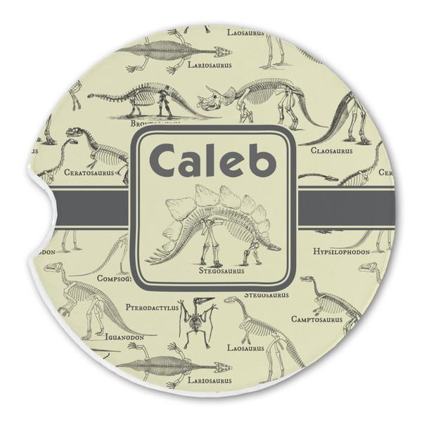 Custom Dinosaur Skeletons Sandstone Car Coaster - Single (Personalized)