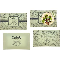 Dinosaur Skeletons Set of 4 Glass Rectangular Lunch / Dinner Plate (Personalized)