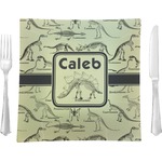 Dinosaur Skeletons Glass Square Lunch / Dinner Plate 9.5" (Personalized)