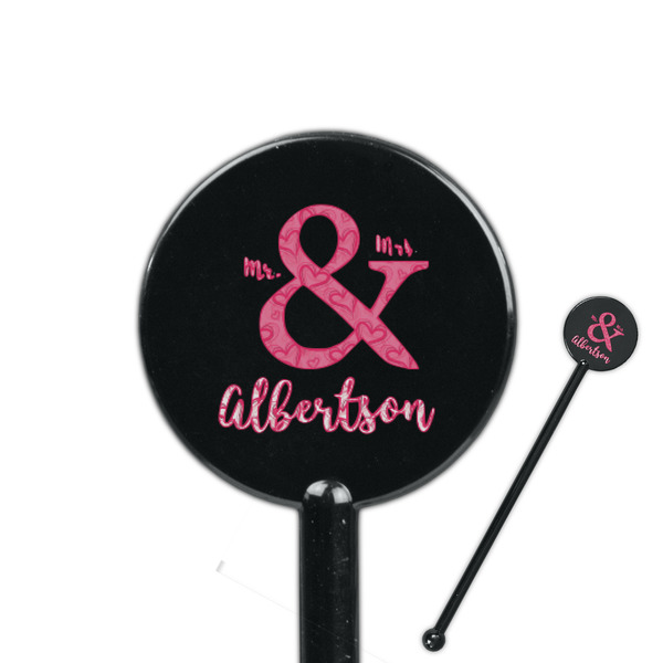 Custom Valentine's Day 5.5" Round Plastic Stir Sticks - Black - Double Sided (Personalized)