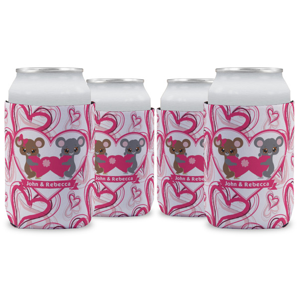 Custom Valentine's Day Can Cooler (12 oz) - Set of 4 w/ Couple's Names