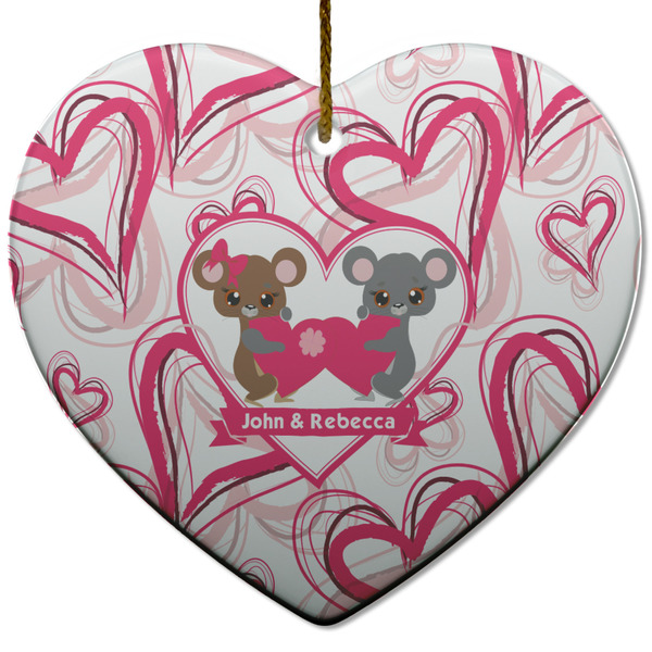 Custom Valentine's Day Heart Ceramic Ornament w/ Couple's Names