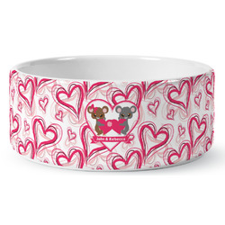Valentine's Day Ceramic Dog Bowl - Large (Personalized)