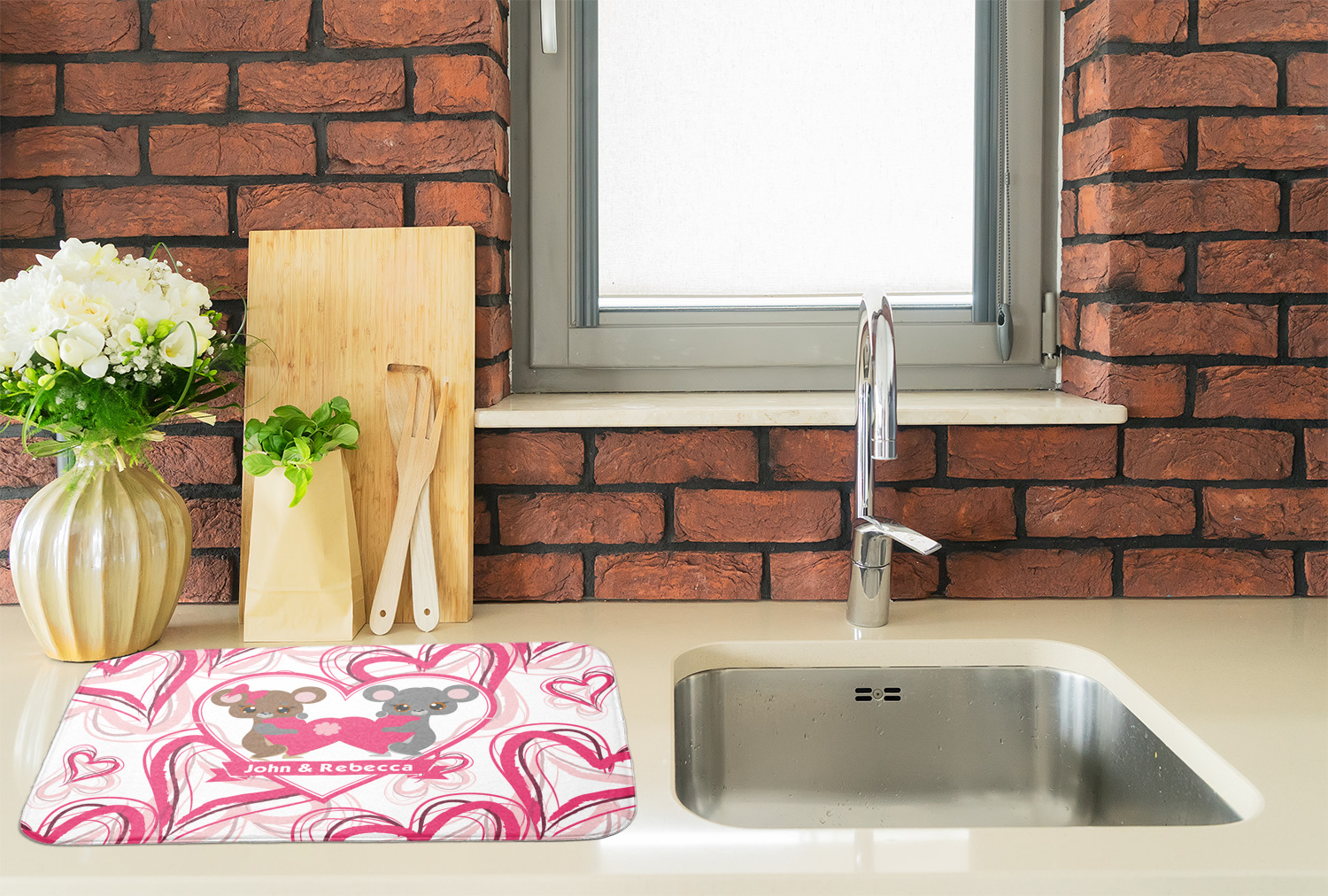 Valentine dish drying online mat