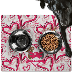 Valentine's Day Dog Food Mat - Large w/ Couple's Names
