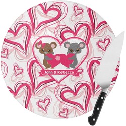 Valentine's Day Round Glass Cutting Board - Medium (Personalized)