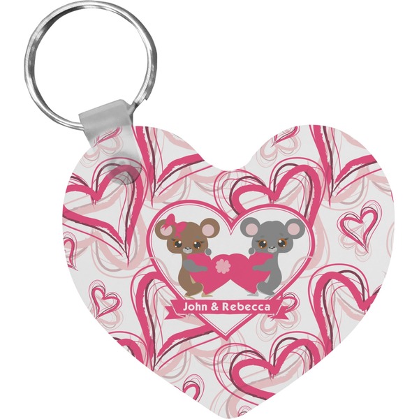 Custom Valentine's Day Heart Plastic Keychain w/ Couple's Names