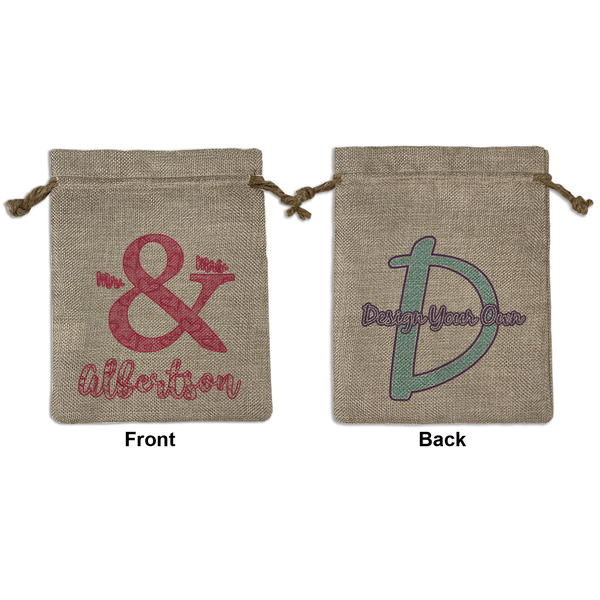 Custom Valentine's Day Medium Burlap Gift Bag - Front & Back (Personalized)