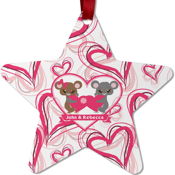 Custom Valentine's Day Metal Star Ornament - Double Sided w/ Couple's Names