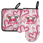 Valentine's Day Left Oven Mitt & Pot Holder Set w/ Couple's Names