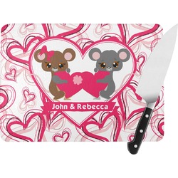 Valentine's Day Rectangular Glass Cutting Board - Large - 15.25"x11.25" w/ Couple's Names