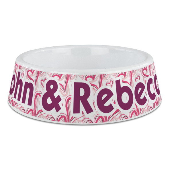 Custom Valentine's Day Plastic Dog Bowl - Large (Personalized)